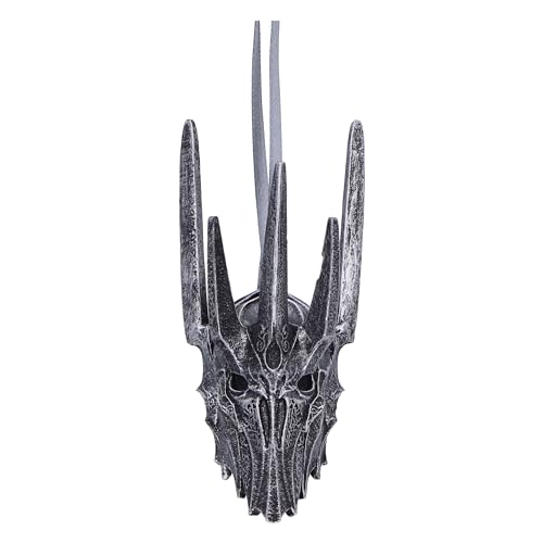 Nemesis Now Lord of the Rings Helm of Sauron Hanging Ornament 10cm, Resin, Silver, Sauron Helmet Hanging Decoration, Lord of the Rings Home Decoration, Cast in the Finest Resin, Expertly Hand-Painted