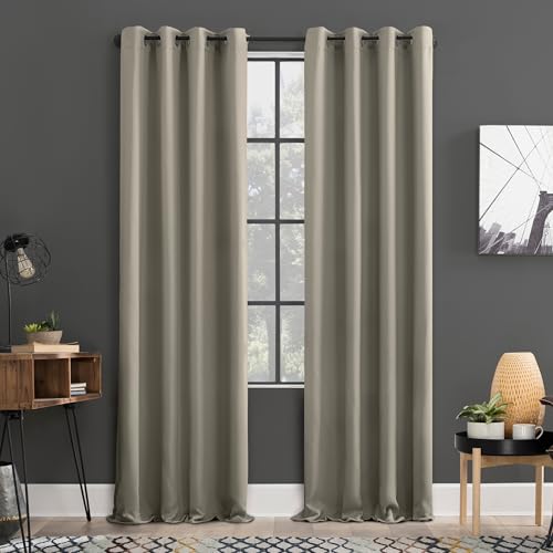"Sun Zero Soho 2-pack Blackout Energy Efficient Grommet Curtain Panel Pair, 54"" x 108"", Stone"