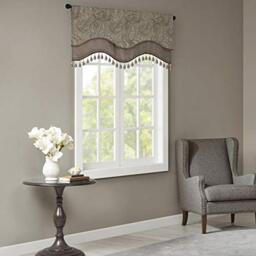 "Madison Park Aubrey Faux Silk Paisley Jacquard, Rod Pocket Curtain With Privacy Lining For Living Room, Kitchen, Bedroom and Dorm, 50"" x 18"", Blue"