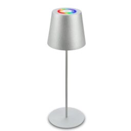BRILONER LED Table Lamp Wireless with Touch, Colourful RGB+W Light, Height-Adjustable, Bedside Lamp, Reading Lamp, LED Lamp, Camping Lamp, Table Lamp, Battery Lamp, Outdoor, 36 x 10.5 cm, Silver