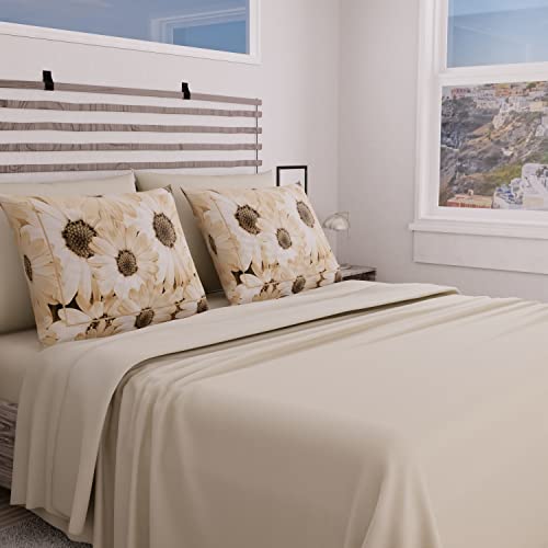 PETTI Artigiani Italiani - Complete Bed Set, Double Sheets, Daisy Sheets, Double Bed Set, Printed on Pillowcases only 100% Made in Italy