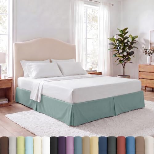 Southshore Fine Living, Inc. King Size Bed Skirt 14 Inch Drop, Pleated Bed Skirts King Size, Blue Dust Ruffle, Fade Resistant Microfiber Bedding, Wrinkle Free, Machine Washable, Steel Blue (Teal)