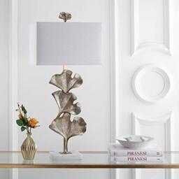 SAFAVIEH Modern Metal Table Lamp, in Antique Gold and White