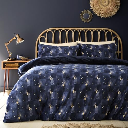 Fusion Snug Cosmic Star Blue Duvet Cover Set Single – Space Tufted Bedding – Super Soft Polyester – Includes 1 Duvet Cover (140 x 200cm) & 1 Pillowcase – Blue Space Bedroom Set