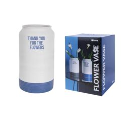 "Fisura Modern Decorative Vase ""Thank You"" Flower Vase with Message White and Blue Ceramic Vase Original Vase 25.2cm x 15.2cm"
