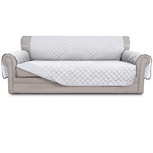 Easy-Going Sofa Slipcover Reversible Sofa Cover Water Resistant Couch Cover with Foam Sticks Elastic Straps Furniture Protector for Pets Kids Children Dog Cat (Sofa, White/White)