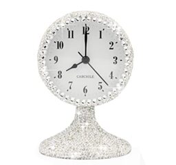 CARCHILE Luxury Rhinestone Alarm Clock Morning Call Super Silent Non Ticking Handmade Fashion Design for Bedroom Houseroom Living Room Desk Cute As Gi