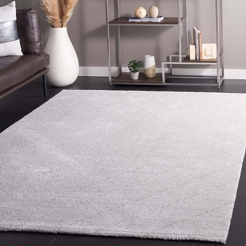 Safavieh Solid Color Rug for Living Room, Dining Room, Bedroom - Neptune Collection, Short Pile, in Ivory and Light Grey, 183 X 274 cm