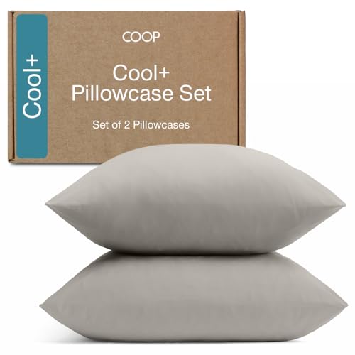 Coop Home Goods Cool+ Cooling Pillow Case Set of 2, Dove Grey King Size Pillow Covers, Luxury Spa, Breathable, Hotel Quality Pillow Cases