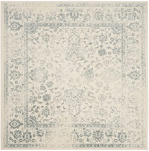 SAFAVIEH Distressed Rug for Living Room, Dining Room, Bedroom - Adirondack Collection, Short Pile, in Ivory and Slate, 70 X 122 cm