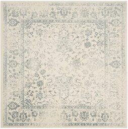 SAFAVIEH Distressed Rug for Living Room, Dining Room, Bedroom - Adirondack Collection, Short Pile, in Ivory and Slate, 70 X 122 cm