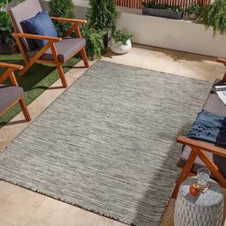 Jimri Indoor and Outdoor Rug - Weatherproof Rug for Balcony, Patio, Garden, Living Room, Kitchen - Durable Floor Rug, Resists UV Rays & Water - Size 80 x 150 cm, Silver