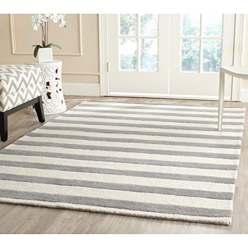 Safavieh Modern Indoor Hand Tufted Rectangle Area Rug, Cambridge Collection, CAM154, in Grey / Ivory, 152 X 244 cm for Living Room, Bedroom or Any Indoor Space