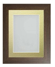 Frame Company Watson Brown Picture Photo Frame fitted with Perspex, 8x8 inch with Gold Mount for image size 5x5 inch