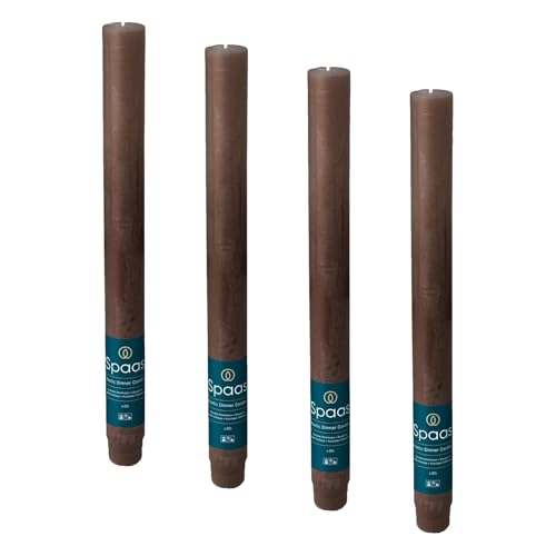 Spaas Rustic Dinner Candle 8h, Dark Brown (Pack of 4)