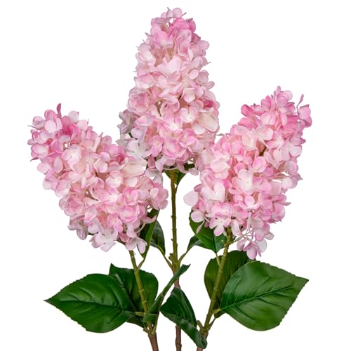 "Arborus 3PCS Fake Flowers Hydrangea Artificial Flowers 28"" Long Stem Pink Faux Flowers for Vase, Real Touch Silk Flowers D??cor for Floral Arrangement Home Farmhouse Office Hotel Decoration"