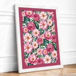 Victorian Floral Tapestry Botanical Framed Wall Art Print A3 White