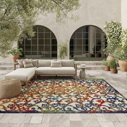 NOURISON Aloha Indoor/Outdoor Transitional Floral Multicolor 6' x 9' Area Rug
