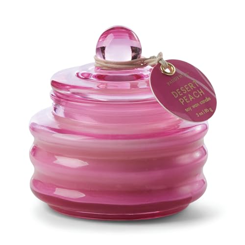 Paddywax Scented Candles Beam Collection Small Artisan Luxury Glass Jar Candle with Lid, 85g, Fuchsia Pink - Desert Peach