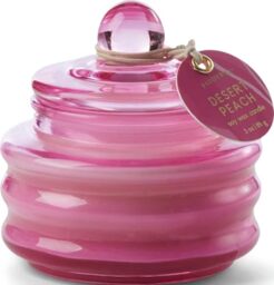 Paddywax Scented Candles Beam Collection Small Artisan Luxury Glass Jar Candle with Lid, 85g, Fuchsia Pink - Desert Peach