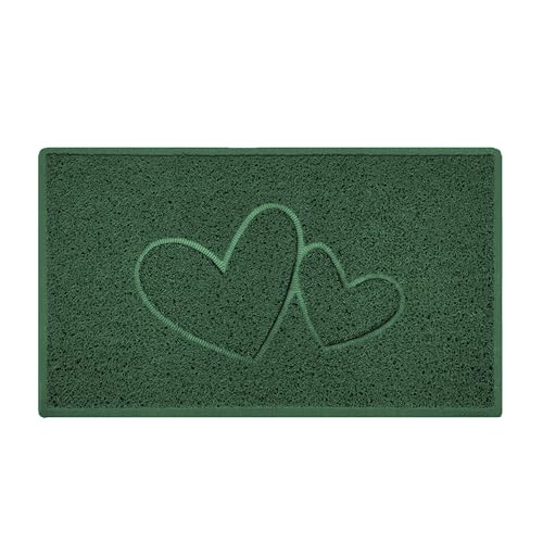 Nicoman Double Heart Embossed Spaghetti Door Mat, Indoor and Outdoor, Dirt-Trapping PVC Material, Multiple Colour Options (Green, 150 x 60 cm)
