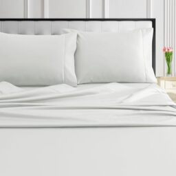 "Tribeca Living 1000 Thread Count Egyptian Cotton Sheets King Size, Luxurious and Ultra Soft Sateen Weave, 22"" Extra Deep Pocket 4-Piece Bed Sheet Set, Ivory"