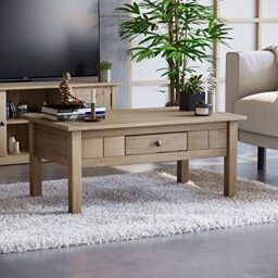 Panama Coffee Table 1 Drawer, Natural Oak Solid Rustic Living Room Furniture