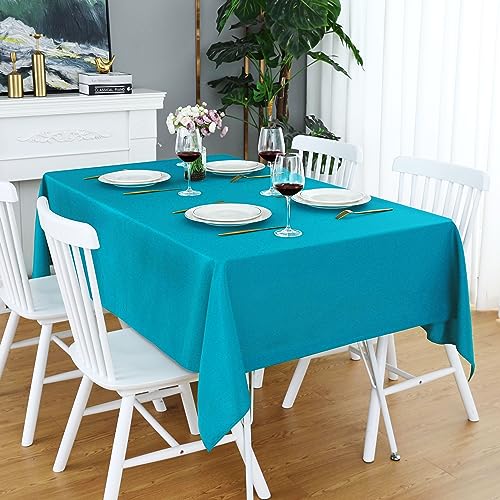 FOLINS&HOME Teal Square Tablecloth - 54 x 54 Inch Turquoise Wrinkle Free Waterproof Polyester Table Cloths, Spillproof Heavy Duty and Washable Table Cover for Party, Banquet, Rectangle/Oblong
