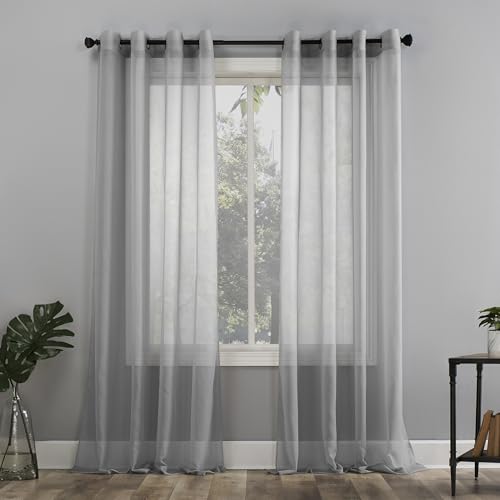 "No. 918 Voile Sheer Grommet Curtain Panel, Polyester, Silver Gray, 59"" W x 95"" L (Pack of 1)"
