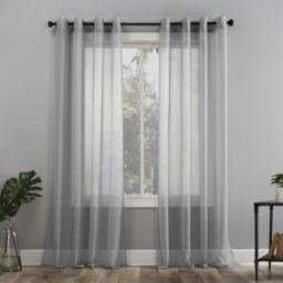 "No. 918 Voile Sheer Grommet Curtain Panel, Polyester, Silver Gray, 59"" W x 95"" L (Pack of 1)"