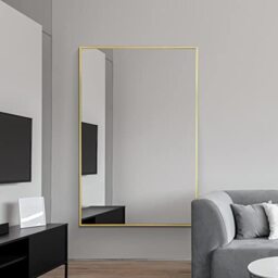 Modern gold Aluminum Metal Wall Mirror: 120 x 80cm – Sleek, Modern Design for Home, Bathroom or Office- Durable Frame, High-Definition Glass, Easy to Mount