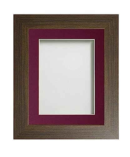 Frame Company Watson Brown Picture Photo Frame fitted with Perspex, A4 with Plum Mount for image size 10x6 inch