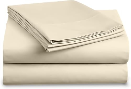 "Twin XL Microfiber Sheet Set, Double Brushed, 15"" Deep Pocket, Beige - Extra-Soft & Wrinkle-Free, Pillow Cases & Bedsheet - 15"" Deep Pockets, 39"" x 80"" Ideal for Dorms, Hospitals & Split King Beds"