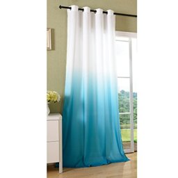 Gardinenbox Cafe Box Curtain Opaque Colours Polyester Curtain with Eyelets Curl Ribbon Micro Satin Microfibre, Turquoise, 245 x 140 cm
