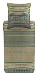 Bassetti Roccaraso V1 9323437 Bed Linen Set Cotton Mako Satin in Green 2-Piece with Zip Closure 135 x 200 cm / 80 x 80 cm
