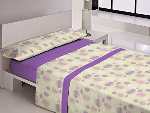 Gale Hayman Style Carla Rubini Microfibre Bed Sheet 135/140 Purple/White