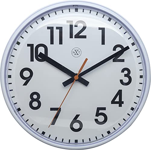 NeXtime Peter Wall Clocks, Metal, Plastic, White, Diameter 26 cm