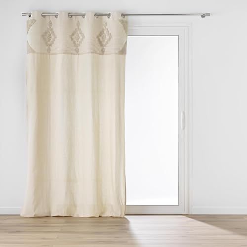 Douceur d'Intérieur, Kamary Eyelet Curtain (140 x 240 cm) Cotton/Polyester with Top