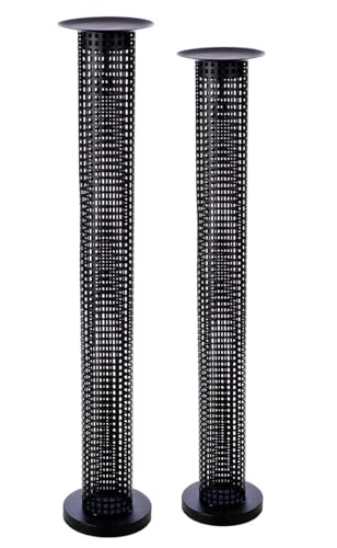 Casablanca Retino Candle Holder - Metal - Black - Matt - Cylindrical - Height 102 cm x Diameter 15 cm - Pillar Candle Holder