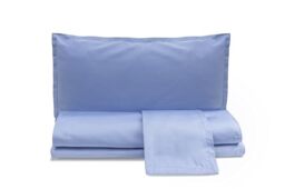 zer0bed, Plain Cotton Satin Double Bed Sheet Set, Sky Blue, 100% Cotton Satin, Top Sheet, Fitted Sheet, Pair of Pillowcases 4 Shuttles