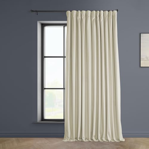HPD Half Price Drapes Heritage Plush Velvet Curtains 108 Inches Long Room Darkening Curtains for Bedroom & Living Room 100W x 108L, (1 Panel), Au Lait Creme