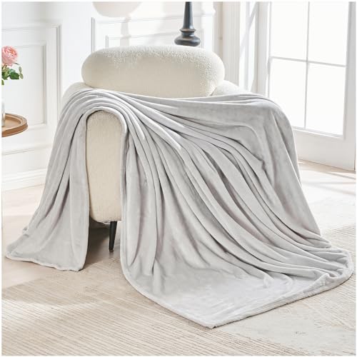 GC GAVENO CAVAILIA Sherpa Fleece Throw Blanket Double 150x200 Cm - Flannel Snuggle Blanket - Silver