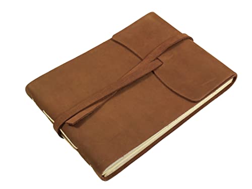 Rustic Genuine Leather Photo Album with Gift Box - Scrapbook Style Pages - Holds 60 4x6 or 5x7 Photos by Rustic Ridge Leather