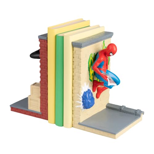 Grupo Erik Marvel SpiderMan Bookends - Spider-Man Figure, Spider Man Gifts - Spiderman Figure - 12.2 x 18 x 10.5 cm Book End, Resin Book Ends for Shelves - Room Decor, New Home Gifts for Friends