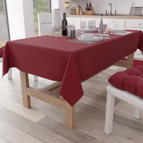 PETTI Artigiani Italiani - Table Cloth, Kitchen Tablecloth in Plain Cotton, Bordeaux X15 Seater (140 x 300 cm)