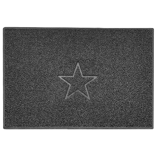 Nicoman Star Embossed Shape Door Mat Dirt Trapper PVC Spaghetti Mat Washable Quick Drying Barrier Doormat-Dark Grey (Watertight Rubber-Back)-X Large (120x80cm)