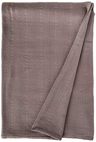 Eddie Bauer Home Herringbone Collection Blanket-100% Cotton, Lightweight & Breathable, Machine Washable Easy Care, Queen, Mushroom