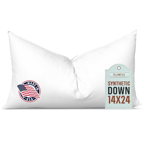 Pillowflex Synthetic Down Alternative Pillow Inserts for Shams (14 Inch by 24 Inch)
