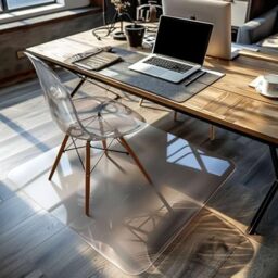 Nicoman Frosted (Semi-Clear) Chair Mat, Non-Slip PVC Wooden Floor Protector Mat with Round Edge, Waterproof Protector Cover Floor Mat for Office Chairs - (90 x 120cm, Frosted Finish)