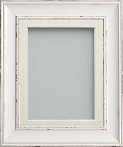 Frame Company Brooke Antique White Photo Frame, Ivory Mount, 10x8 for 6x4 inch, fitted with perspex